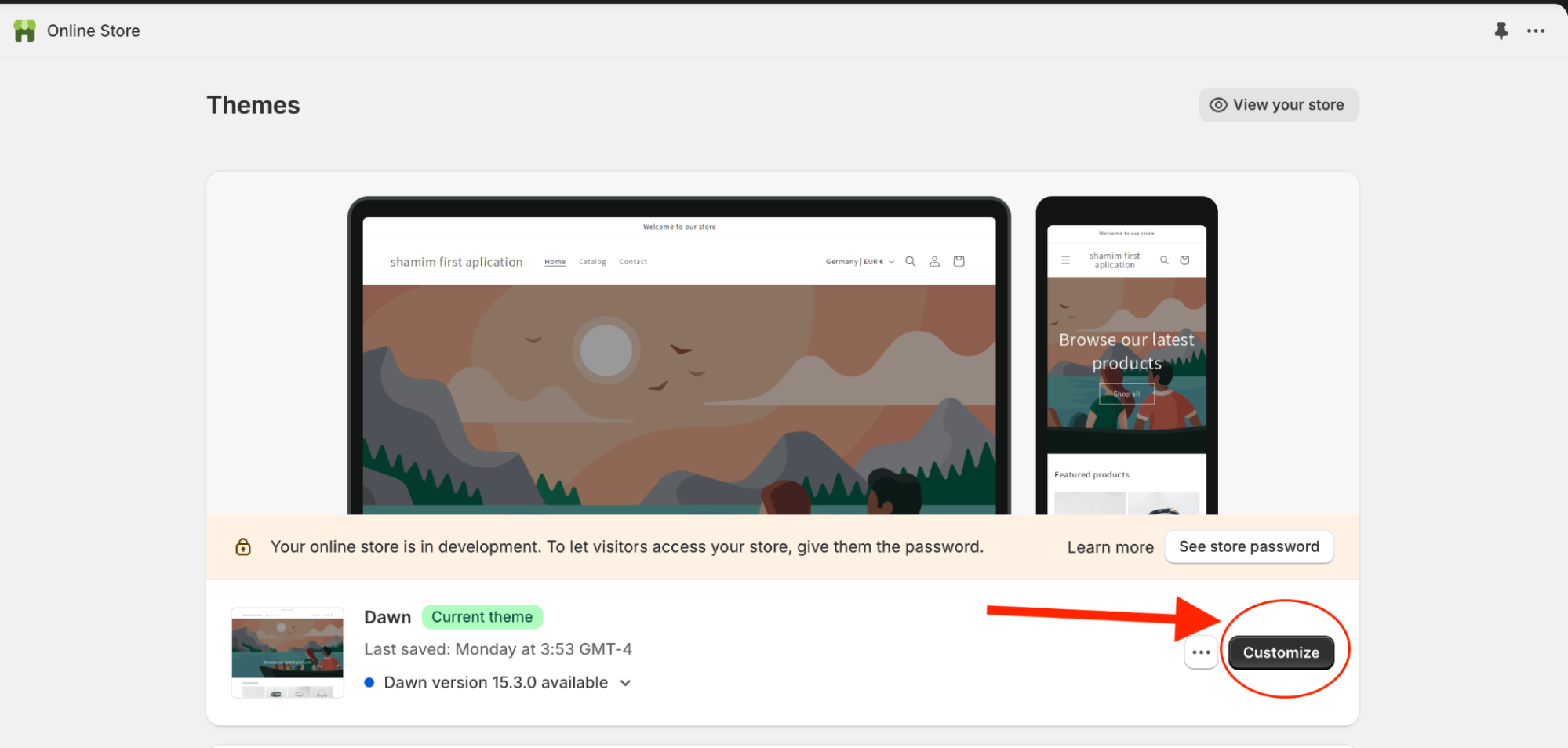 Customize button