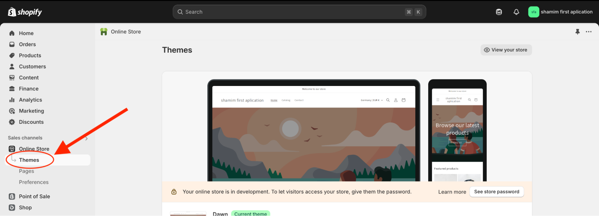 Themes section